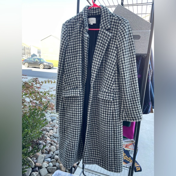 LOFT Black and White Checkered Coat - Picture 1 of 5